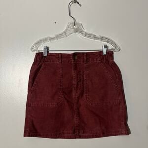 American Eagle High Rise Corduroy Mini‎ Skirt Super Stretch Size 2 Burgundy